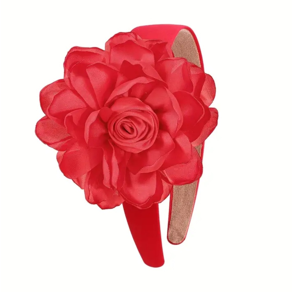 Red Satin Floral Headband